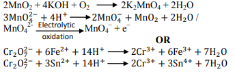Write the balanced chemical equations involved in the preparation of 